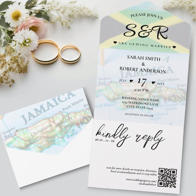 Jamaica Island Jamaican Flag Destination Wedding All In One Invitation (Jamaica Island Jamaican Flag Destination Wedding All In One Invitation)