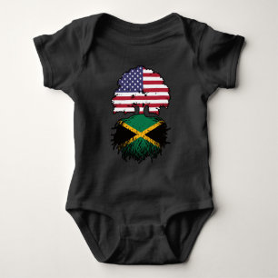 Jamaica Jamaican American USA Tree Roots Flag Baby Bodysuit