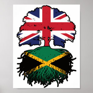 Jamaica Jamaican British UK Tree Roots Flag Poster