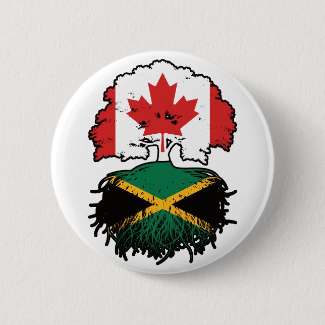 Jamaica Jamaican Canadian Canada Tree Roots Flag 6 Cm Round Badge (Front)