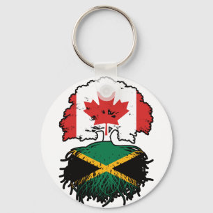 Jamaica Jamaican Canadian Canada Tree Roots Flag Key Ring