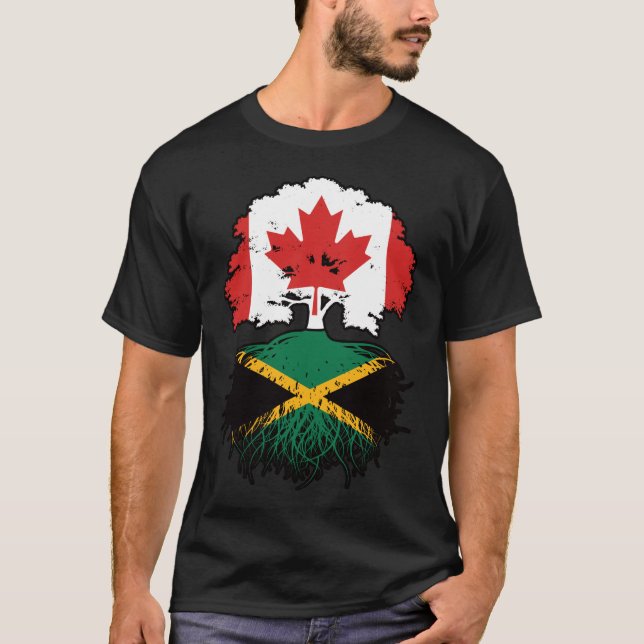 Jamaica Jamaican Canadian Canada Tree Roots Flag T-Shirt (Front)