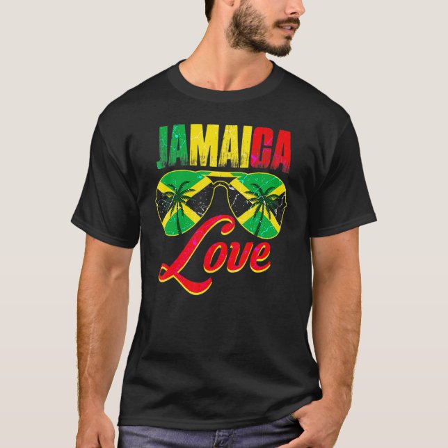 Jamaica Jamaican Flag Caribbean Vacation Reggae T-Shirt (Front)
