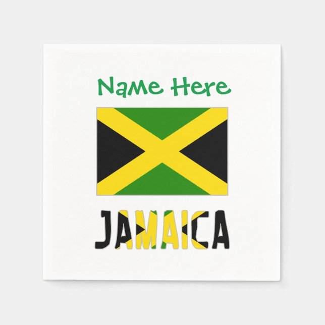 Jamaica Jamaican Flag Green Personalisation Party  Napkin (Front)