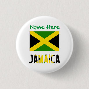 Jamaica Jamaican Flag Green Personalisation Round 3 Cm Round Badge