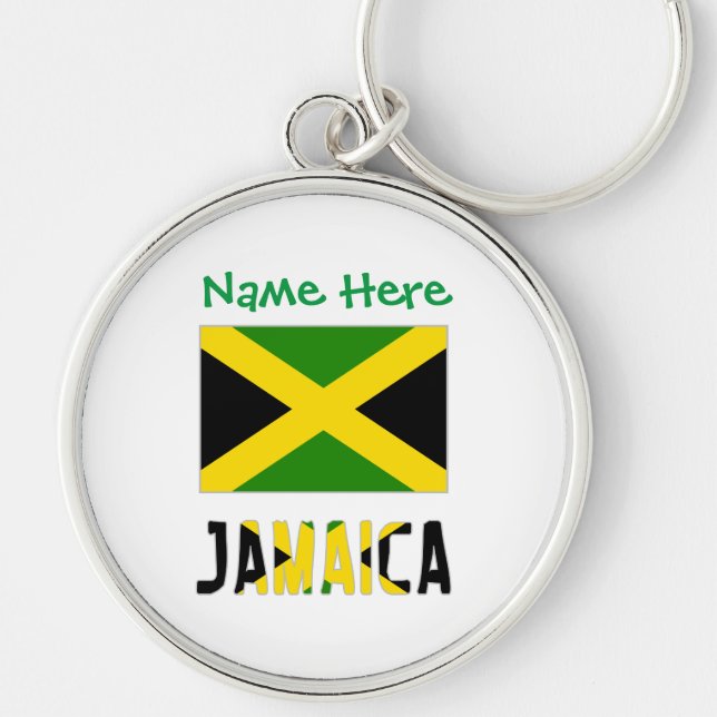 Jamaica Jamaican Flag Green Personalisation Round Key Ring (Front)