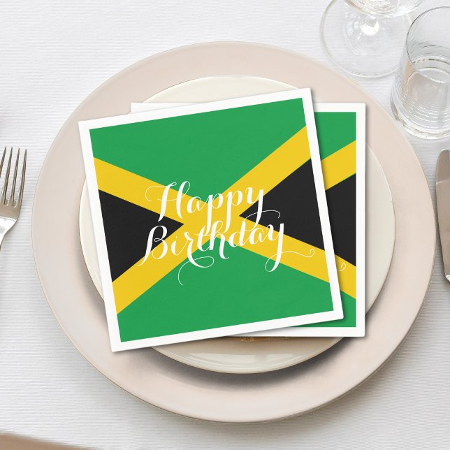 Jamaica Jamaican Flag Happy Birthday Party Napkin (Jamaica Jamaican flag happy birthday napkins)