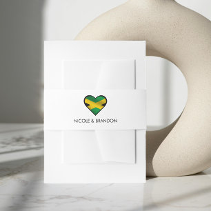 Jamaica Jamaican Flag Heart Wedding Invitation Belly Band