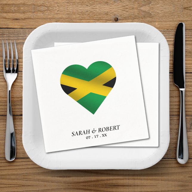 Jamaica Jamaican Flag Heart Wedding Napkin (Jamaica Jamaican Flag Heart Wedding Napkins)