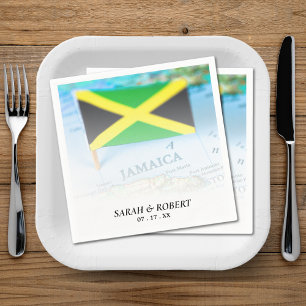 Jamaica Jamaican Flag Map Wedding Napkin
