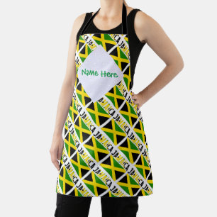 Jamaica Jamaican Flag Tiled Green Personalisation Apron