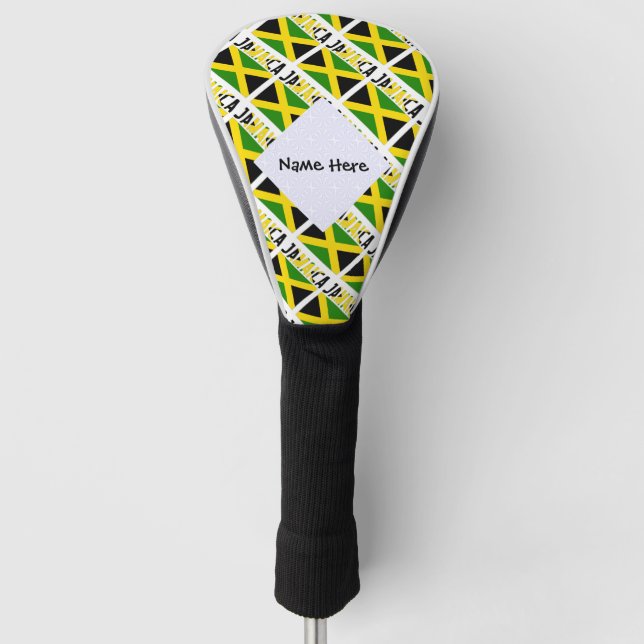 Jamaica Jamaican Flag Tiled Personalised  Golf Head Cover (Front)