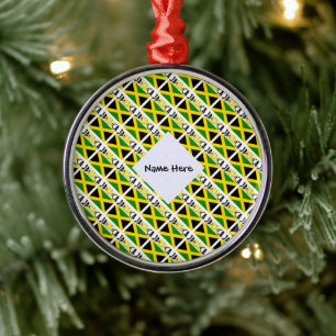 Jamaica Jamaican Flag Tiled Personalised  Metal Tree Decoration