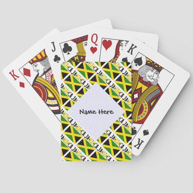 Jamaica Jamaican Flag Tiled Personalized Name  Playing Cards (Back)