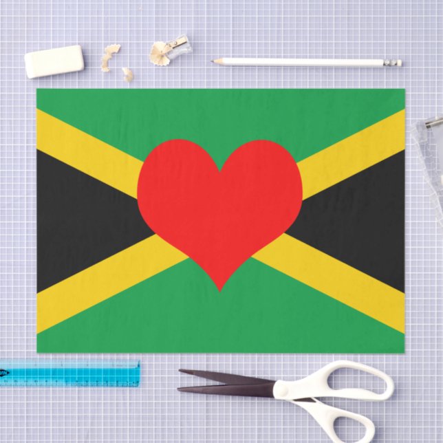 Jamaica, Jamaican Flag tissue paper /fashion Heart (Craft)