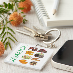 JAMAICA Jamaican Foods Caribbean Island Cuisine Key Ring