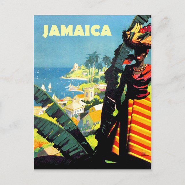 Jamaica, Jamaican woman with fruit basket on head Postcard (Front)