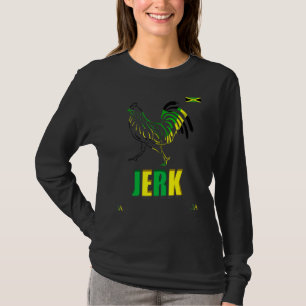 Jamaica Jerk Chicken Rooster Jamaica Flag T-Shirt