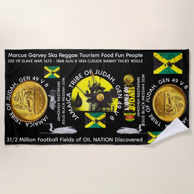 JAMAICA. JUDAH  TRIBE Beach Towel (Front)