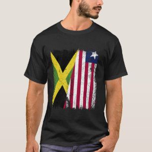 Jamaica Liberia Half Flag Jamaican Liberian Jersey T-Shirt