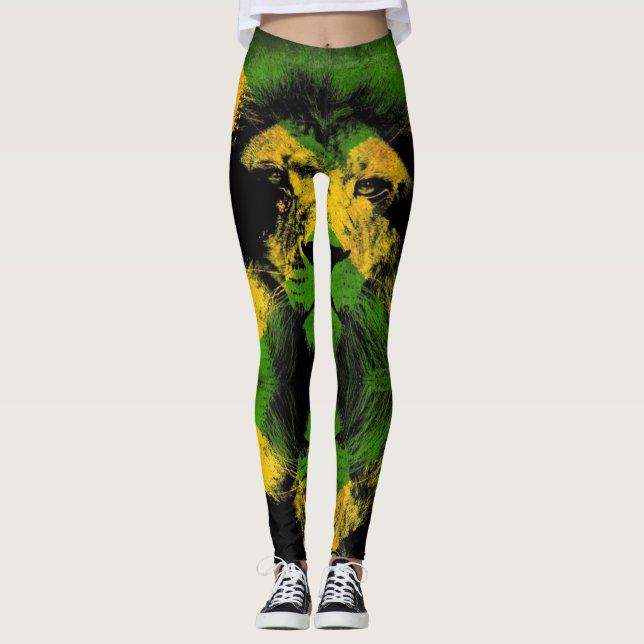 Jamaica Lion Flag Proud Jamaicans - Yoga Leggings (Front)
