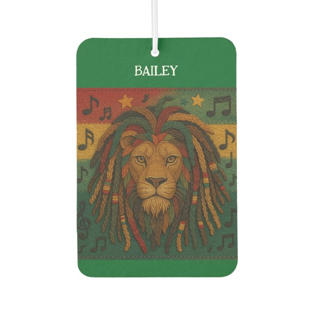 Jamaica Lion Personalised Name  Car Air Freshener (Front)