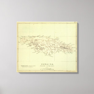 Jamaica Lithographed Map Canvas Print
