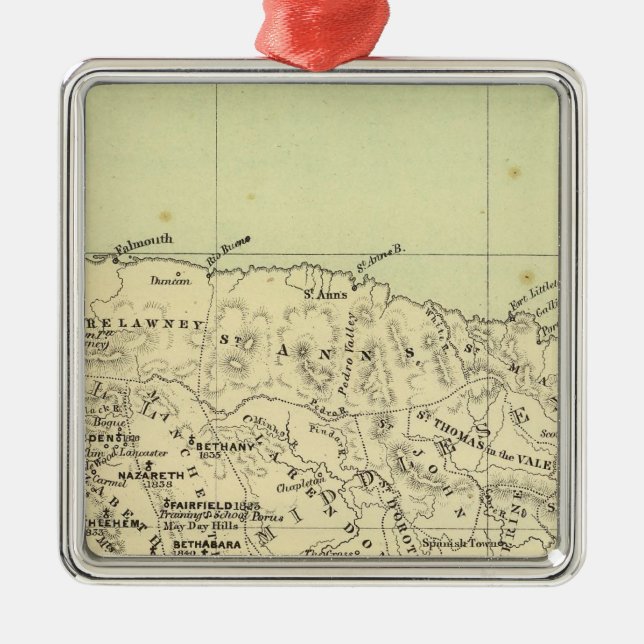 Jamaica Lithographed Map Metal Tree Decoration (Front)