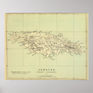 Jamaica Lithographed Map Poster