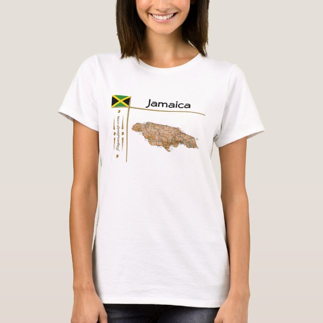 Jamaica Map + Flag + Title T-Shirt (Front)