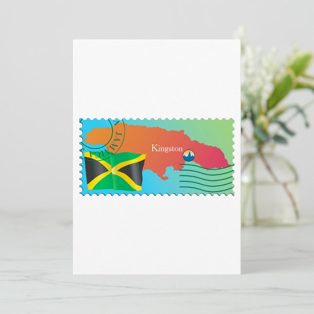 Jamaica Map Postage Stamp Style Invitation (Creator Uploaded)