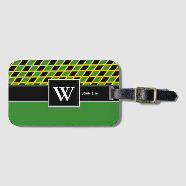 JAMAICA Monogram Christian Scripture Luggage Tag (Front Horizontal)