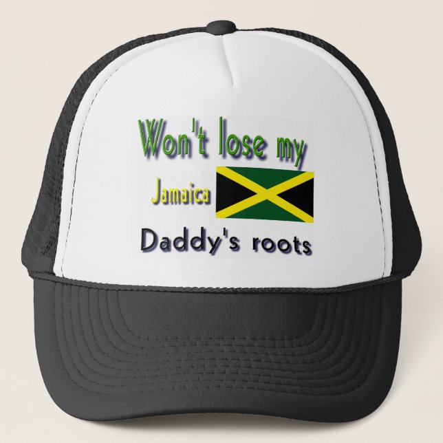 Jamaica my daddy's roots trucker hat (Front)