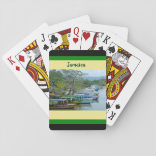 Jamaica Negril Photo Long Boats Flag Colours Playing Cards