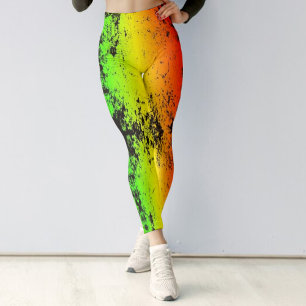 Jamaica Neon Rasta Colours Grunge Distressed Leggings