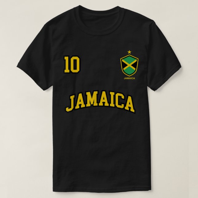 Jamaica  Number 10 Soccer Team Sports Jamaican Fla T-Shirt (Design Front)
