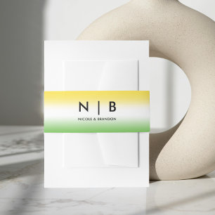 Jamaica Ombre Jamaican Colours Monogram Wedding Invitation Belly Band