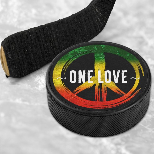 Jamaica One Love Rasta Colour Peace Symbol Jamaica Hockey Puck (Jamaica One Love Rasta Color Peace Symbol Jamaican Hockey Puck)