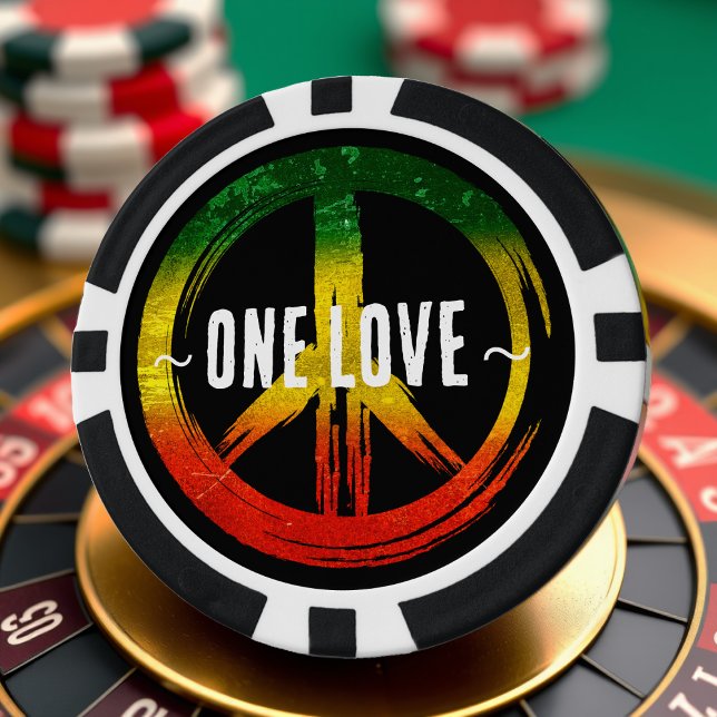 Jamaica One Love Rasta Colour Peace Symbol Jamaica Poker Chips (Creator Uploaded)