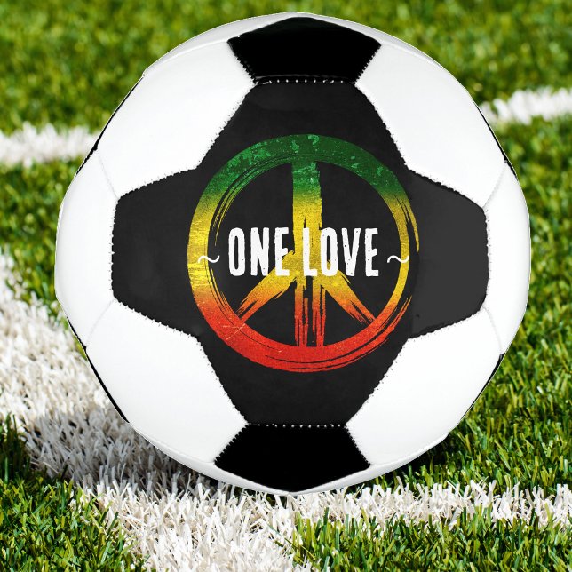 Jamaica One Love Rasta Colour Peace Symbol Jamaica Soccer Ball (jamaica rasta colors peace symbol one love soccer ball)
