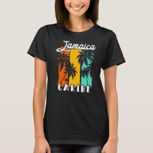 Jamaica Palm Trees Beach Caribe Retro Vacation Fam T-Shirt