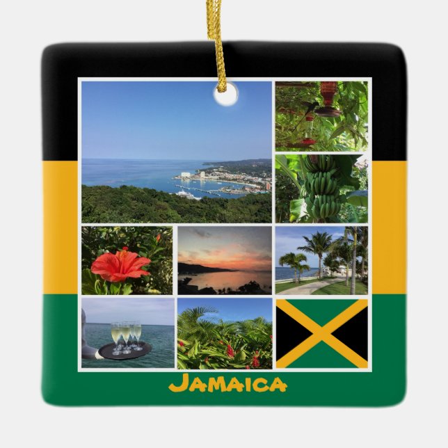 Jamaica Photo Collage Ceramic Ornament (Front)