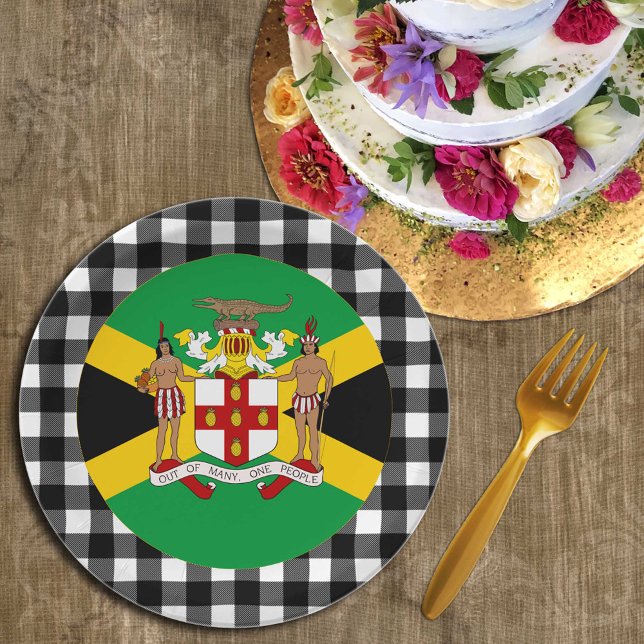 Jamaica Plate, Emblem buffalo plaid, Jamaican Flag Paper Plate (Creator Uploaded)
