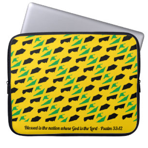 JAMAICA Psalm 33:12 Blessed Nation Yellow Laptop Sleeve
