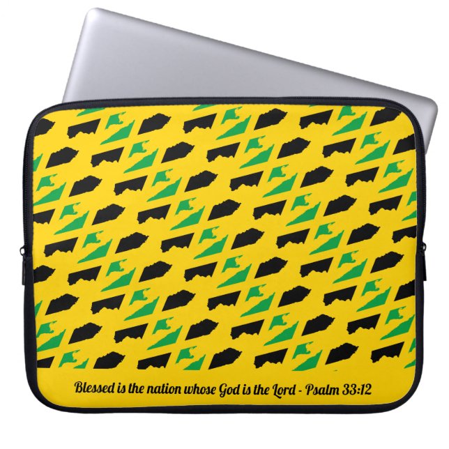 JAMAICA Psalm 33:12 Blessed Nation Yellow Laptop Sleeve (Front)