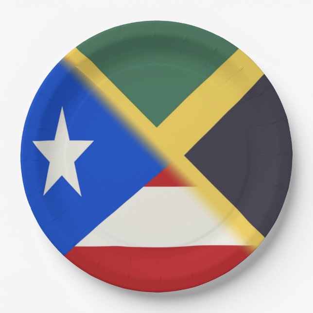 Jamaica Puerto Rico Flag | Jamaican PR Flag Paper Plate (Front)