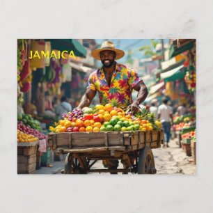 Jamaica push cart postcard