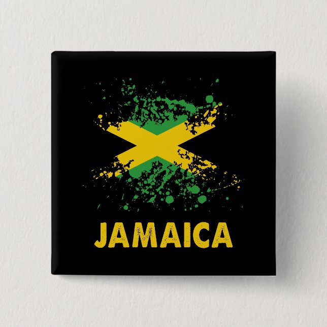 Jamaica Retro Watercolors Jamaican Flag 15 Cm Square Badge (Front)