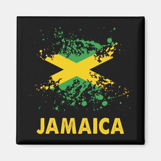Jamaica Retro Watercolors Jamaican Flag Magnet (Front)