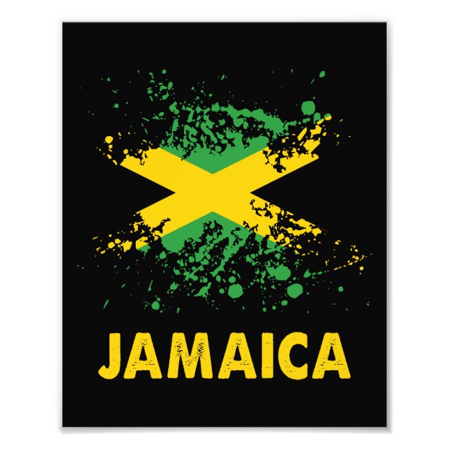 Jamaica Retro Watercolors Jamaican Flag Photo Print (Front)